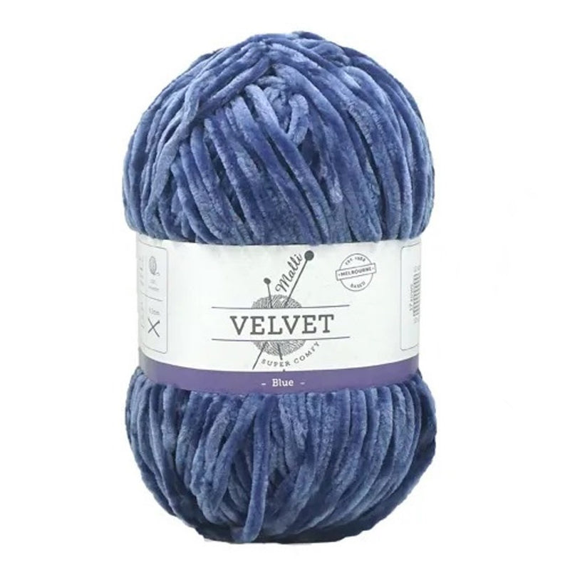Malli Knitting Super Comfy 100g Velvet Yarn - Blue