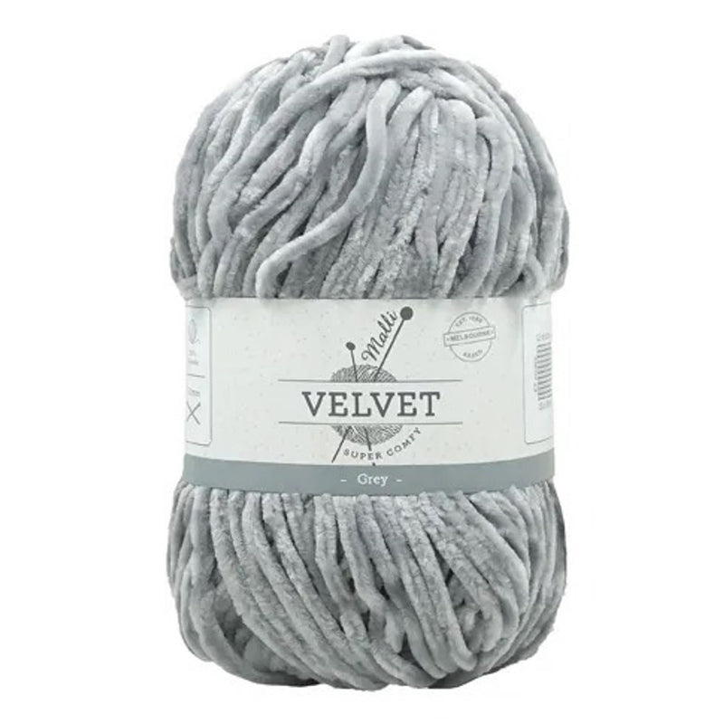 Malli Knitting Super Comfy 100g Velvet Yarn - Grey