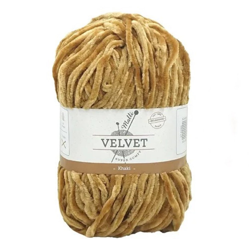 Malli Knitting Super Comfy 100g Velvet Yarn - Khaki