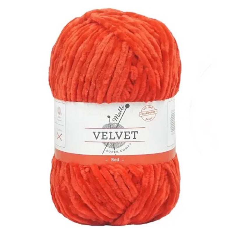 Malli Knitting Super Comfy 100g Velvet Yarn - Red