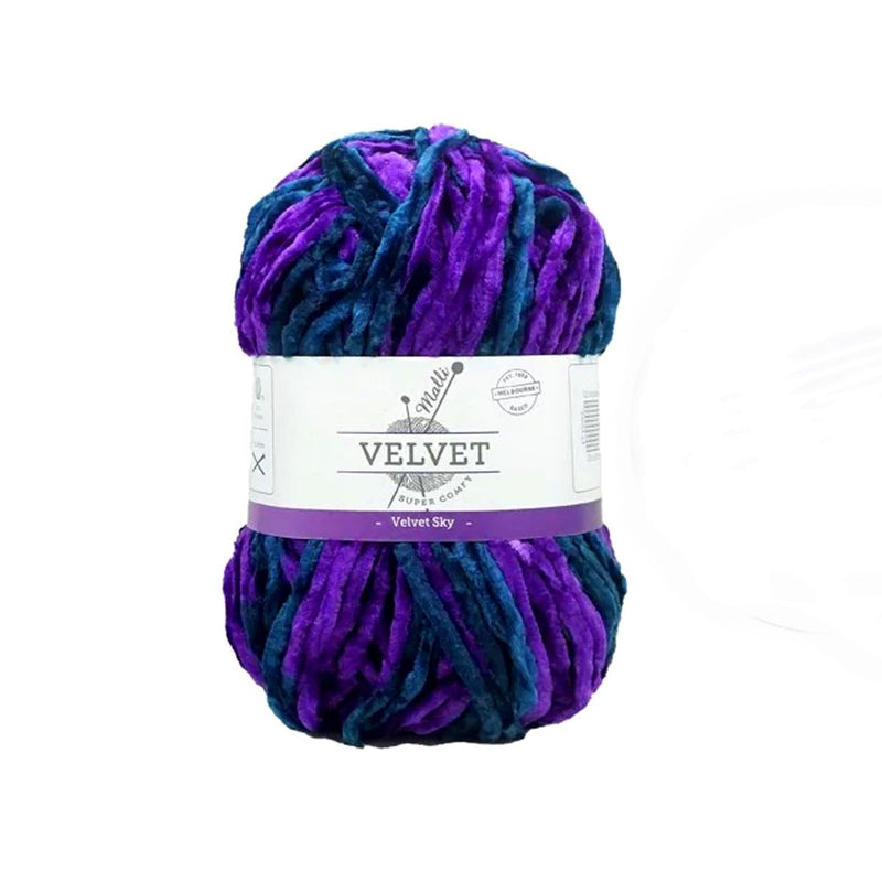 Malli Knitting 100g Velvet Yarn - Velvet Sky Mix