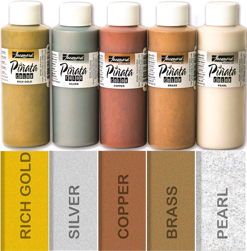 Jacquard Piñata Alcohol Ink Set – 5 Metallic Colours (118ml Bottles)