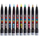 Uni POSCA 10pk Water Based Brush Tip Art Pens Opaque Paint Markers