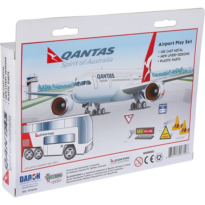 Qantas Airport Play Set Activity Die Cast A330 Aircraft & Bus Toy Model
