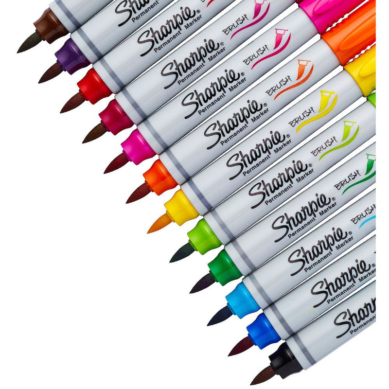 Sharpie 12pk Permanent Brush Tip Markers Pens