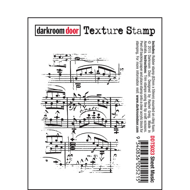Darkroom Door Rubber Texture Stamp: Sheet Music