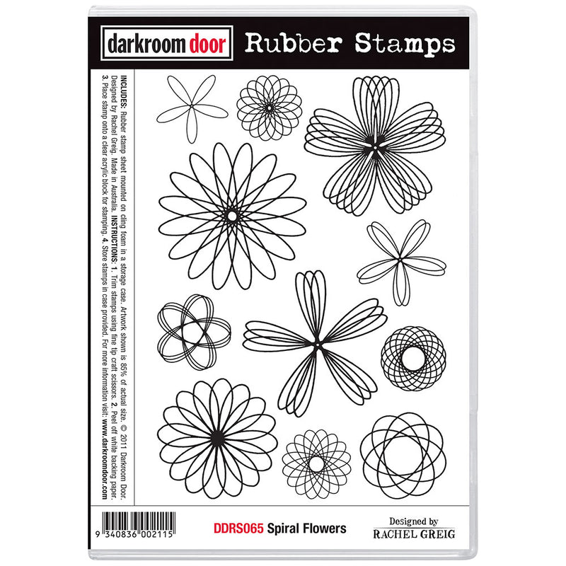Darkroom Door Rubber Stamps Set: Spiral Flowers
