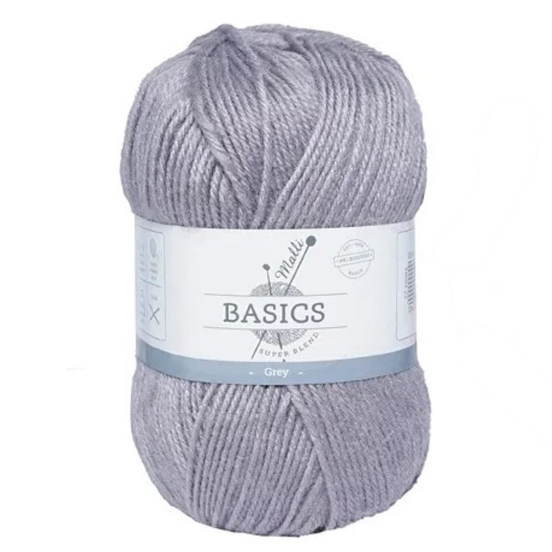 Malli Knitting Super Blend 100g Acrylic Yarn - Grey