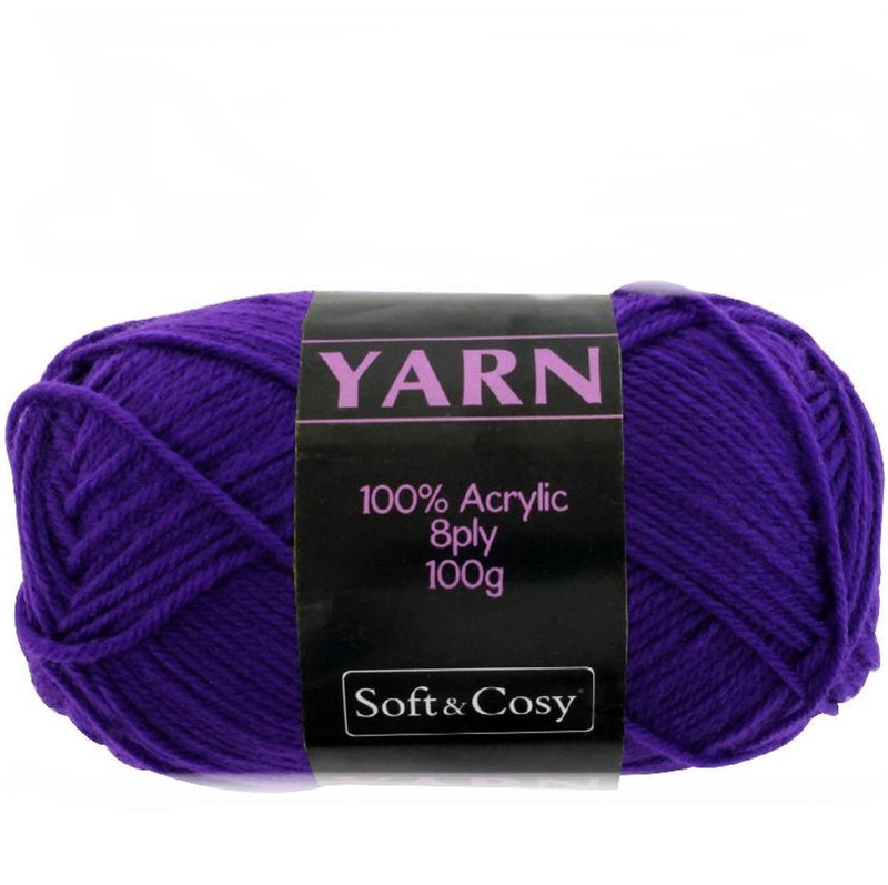 Soft & Cozy Soft & Cozy 100g Acrylic 8ply Knitting Yarn Dark Purple