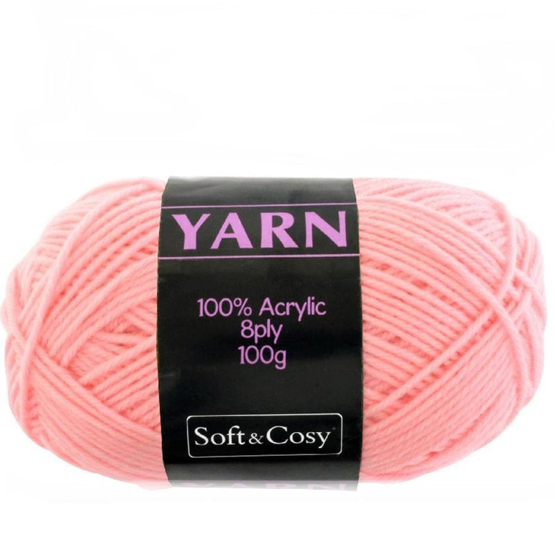 Soft & Cozy Soft & Cozy 100g Acrylic 8ply Knitting Yarn Pastel Pink