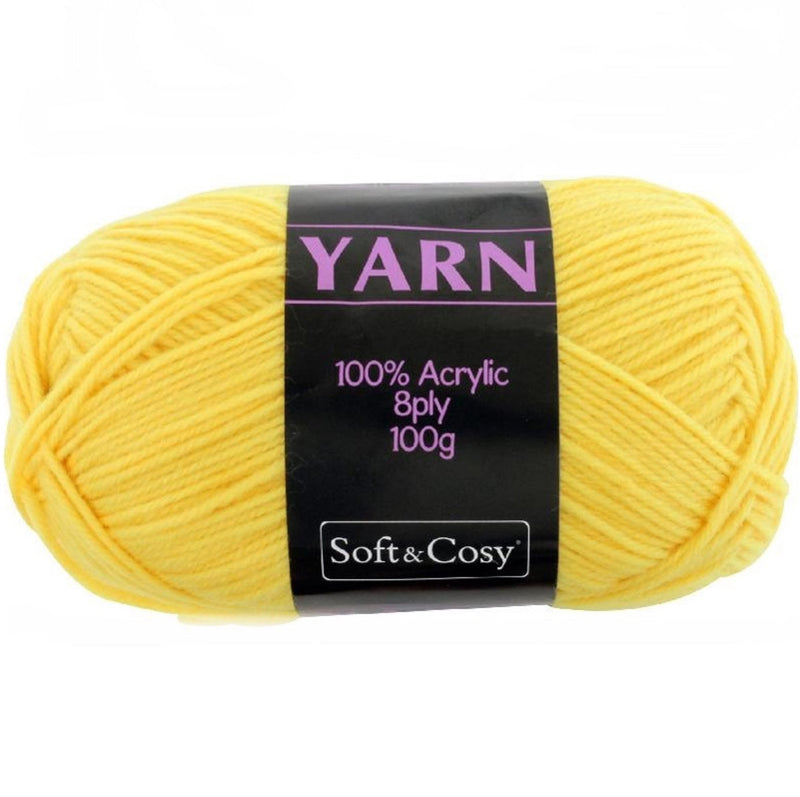 Soft & Cozy Soft & Cozy 100g Acrylic 8ply Knitting Yarn Yellow