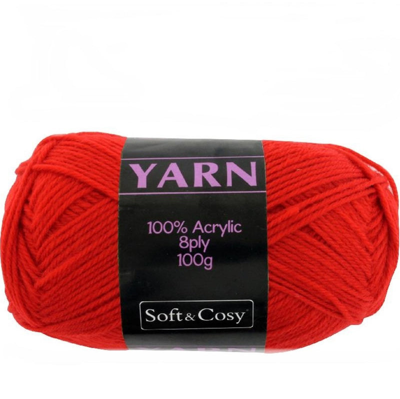 Soft & Cozy Soft & Cozy 100g Acrylic 8ply Knitting Yarn Bright Red