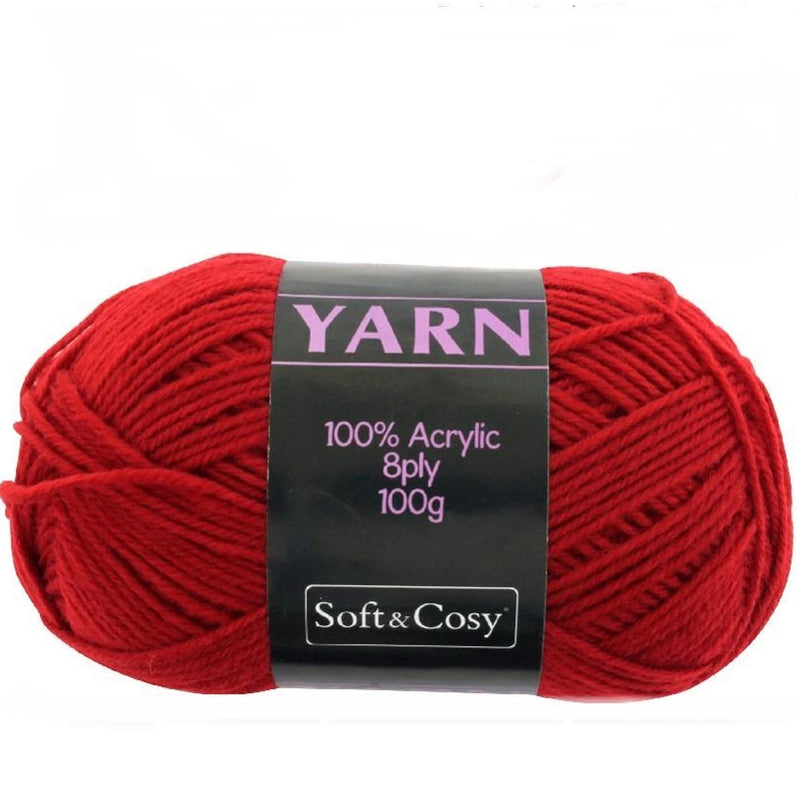 Soft & Cozy Soft & Cozy 100g Acrylic 8ply Knitting Yarn Dark Red