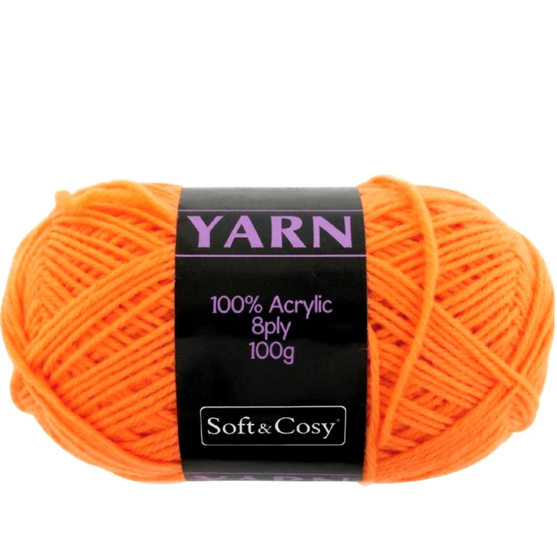 Soft & Cozy Soft & Cozy 100g Acrylic 8ply Knitting Yarn Bright Orange