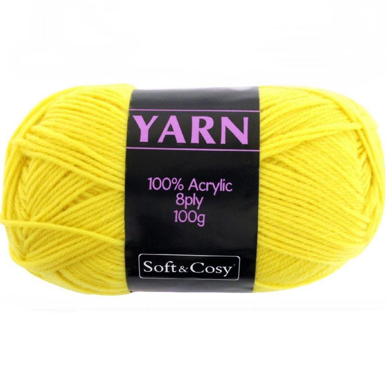 Soft & Cozy Soft & Cozy 100g Acrylic 8ply Knitting Yarn Canary Yellow