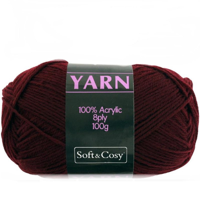 Soft & Cozy Soft & Cozy 100g Acrylic 8ply Knitting Yarn Maroon