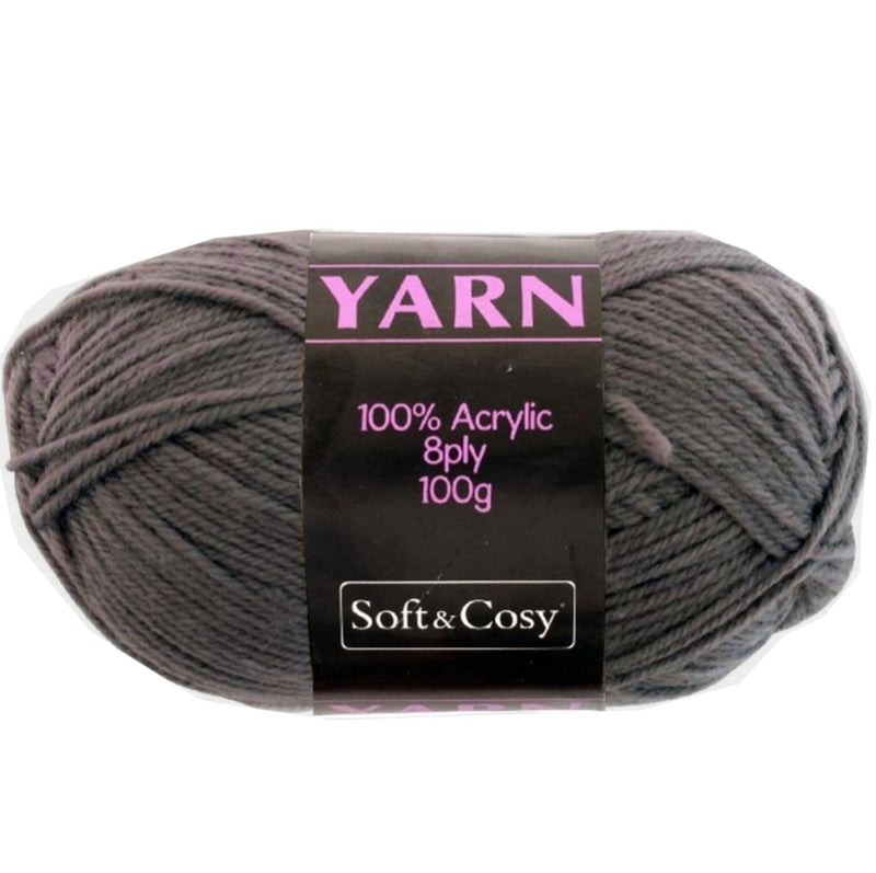 Soft & Cozy Soft & Cozy 100g Acrylic 8ply Knitting Yarn Grey