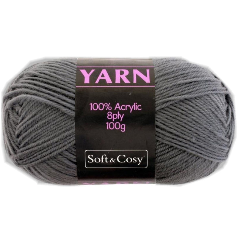 Soft & Cozy Soft & Cozy 100g Acrylic 8ply Knitting Yarn Light Grey
