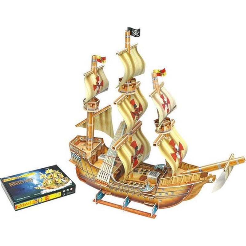 Zilipoo Pirate Ship 3D Building Toy DIY 79 Piece 3D Model Building Kit