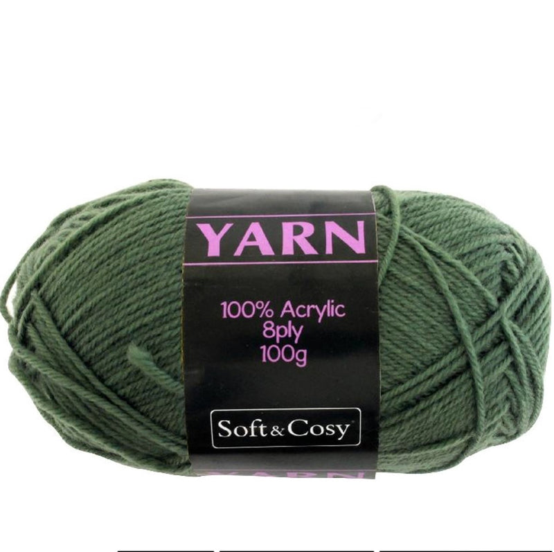 Soft & Cozy Soft & Cozy 100g Acrylic 8ply Knitting Yarn Army Green