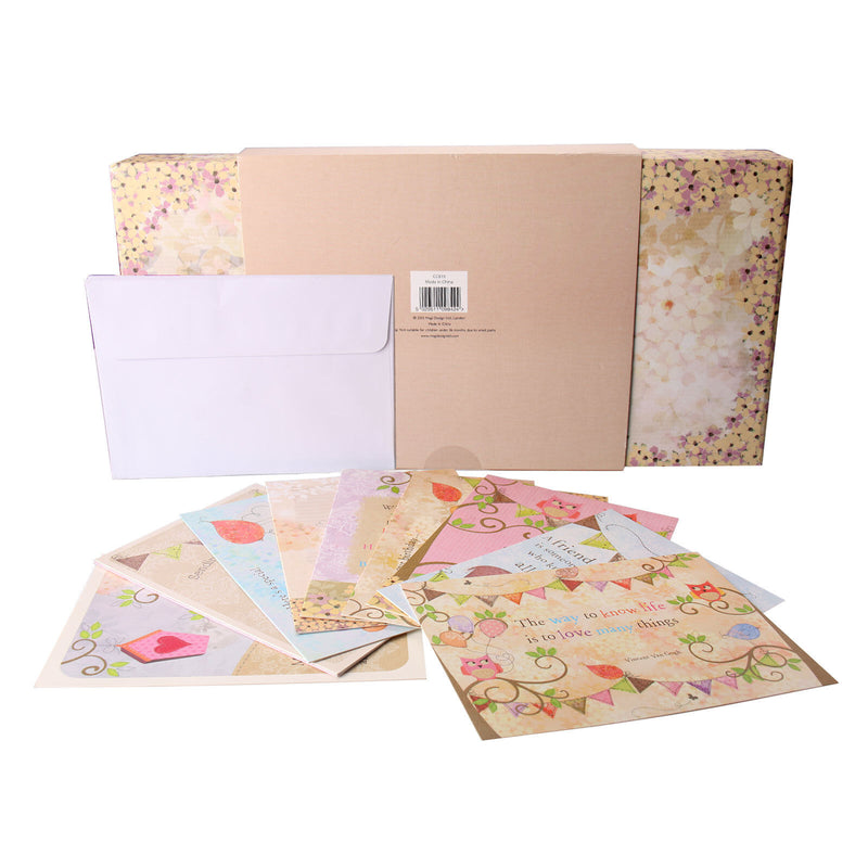Greeting Cards & Stationery Set - Notebook Sticky Notes Pen & Cards