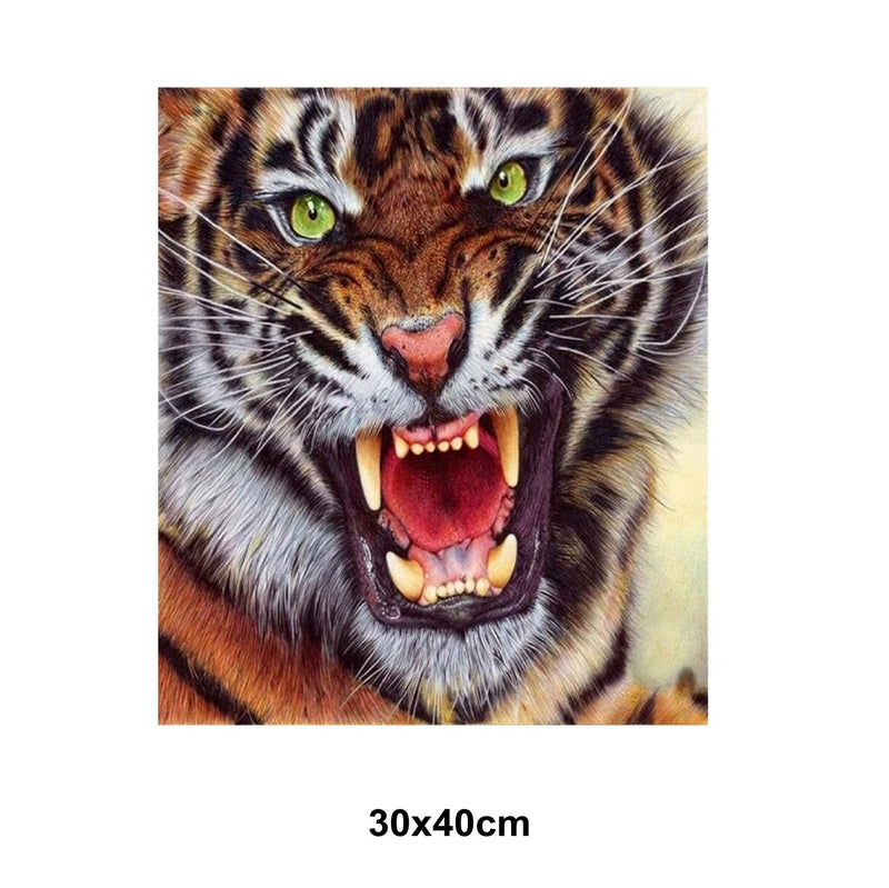 5D Picture 5D Diamond Art Painting 30x40cm Canvas Kit Angry Tiger