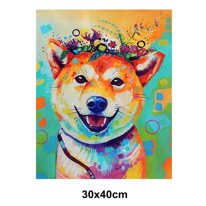 5D Picture 5D Diamond Art Painting 30x40cm Canvas Kit Colourful Dog