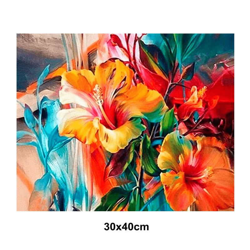 5D Picture 5D Diamond Art Painting 30x40cm Canvas Kit Colourful Lilies