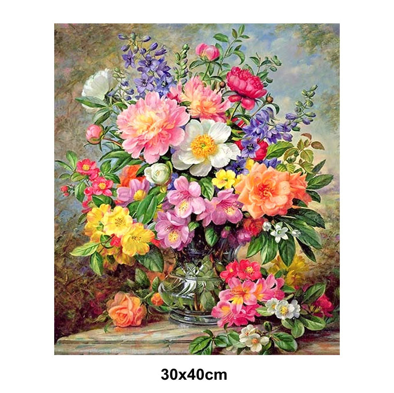 5D Picture 5D Diamond Art Painting 30x40cm Canvas Kit June Flowers