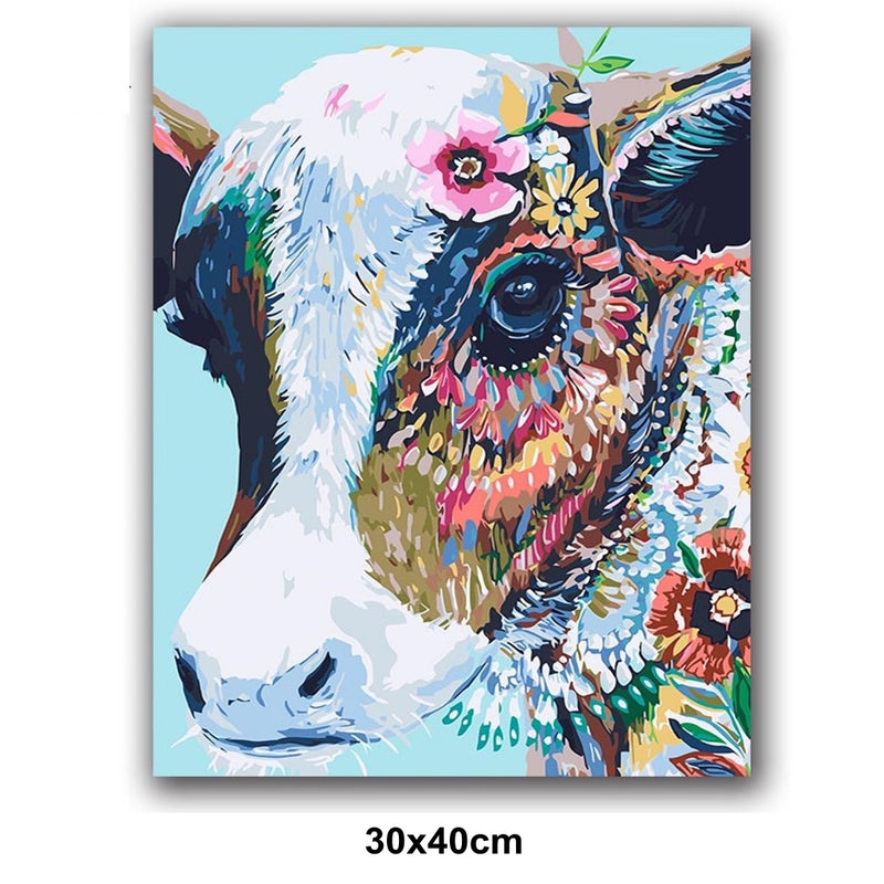 5D Picture 5D Diamond Art Painting 30x40cm Canvas Kit Profile Cow