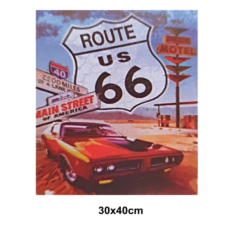 5D Picture 5D Diamond Art Painting 30x40cm Canvas Kit Route 66