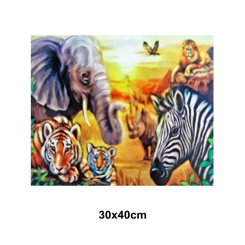 5D Picture 5D Diamond Art Painting 30x40cm Canvas Kit Safari Animals