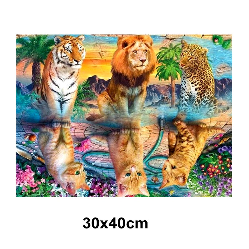 5D Picture 5D Diamond Art Painting 30x40cm Canvas Kit Wild Cats