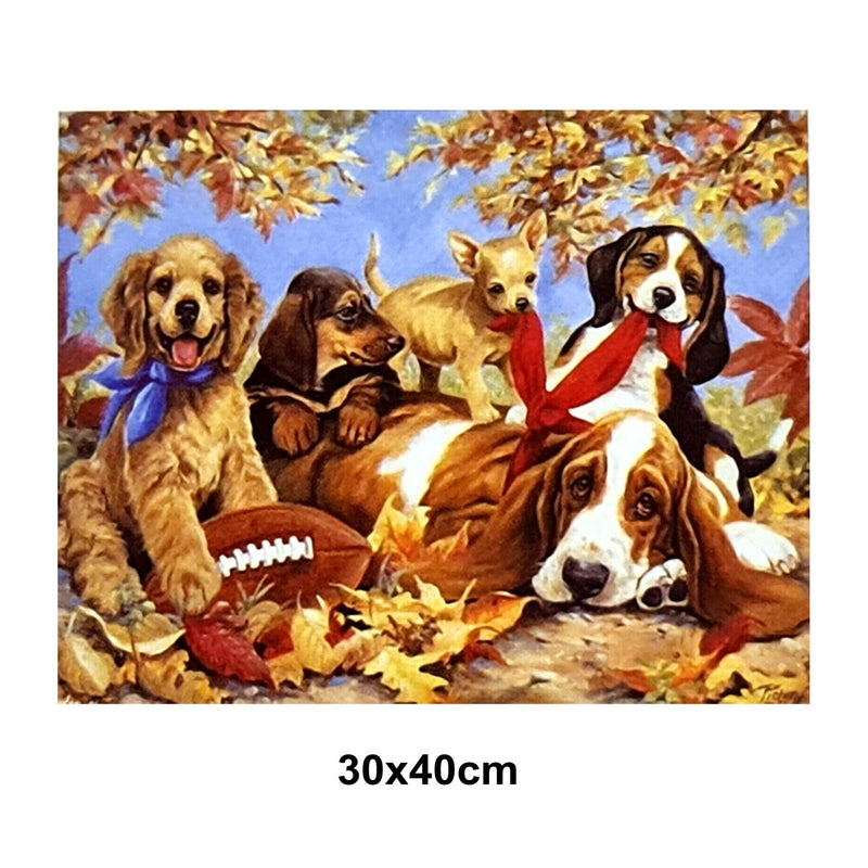 5D Picture 5D Diamond Art Painting 30x40cm Canvas Kit Playful Dogs