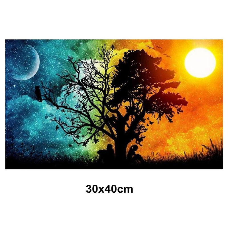 5D Picture 5D Diamond Art Painting 30x40cm Canvas Kit Sun & Moon Tree