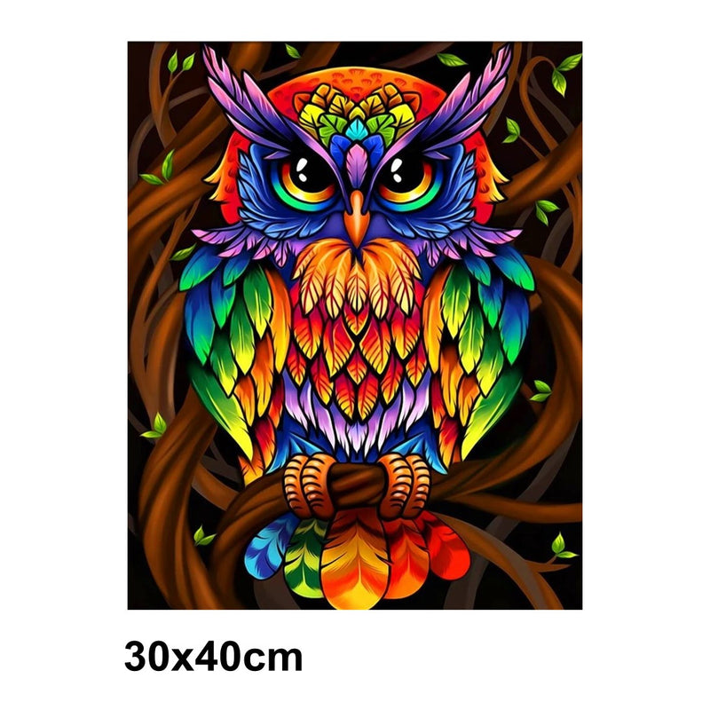5D Picture 5D Diamond Art Painting 30x40cm Canvas Kit Psychedelic Owl