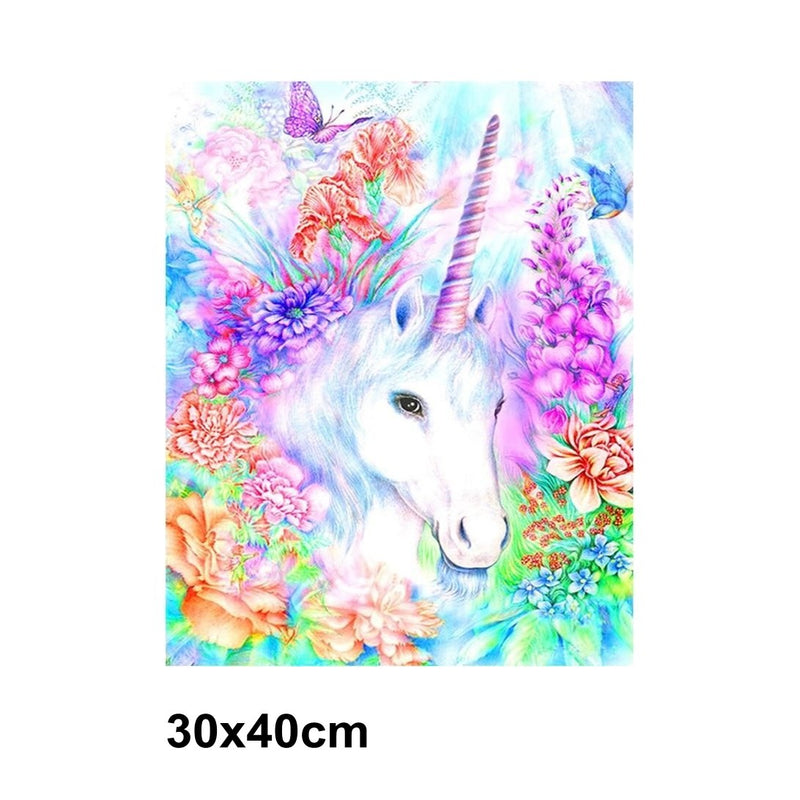 5D Picture 5D Diamond Art Painting 30x40cm Canvas Kit Flowery Unicorn