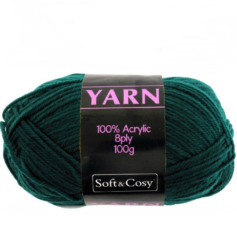 Soft & Cozy Soft & Cozy 100g Acrylic 8ply Knitting Yarn Dark Green
