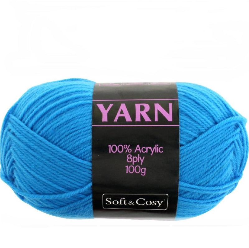 Soft & Cozy Soft & Cozy 100g Acrylic 8ply Knitting Yarn Bright Blue