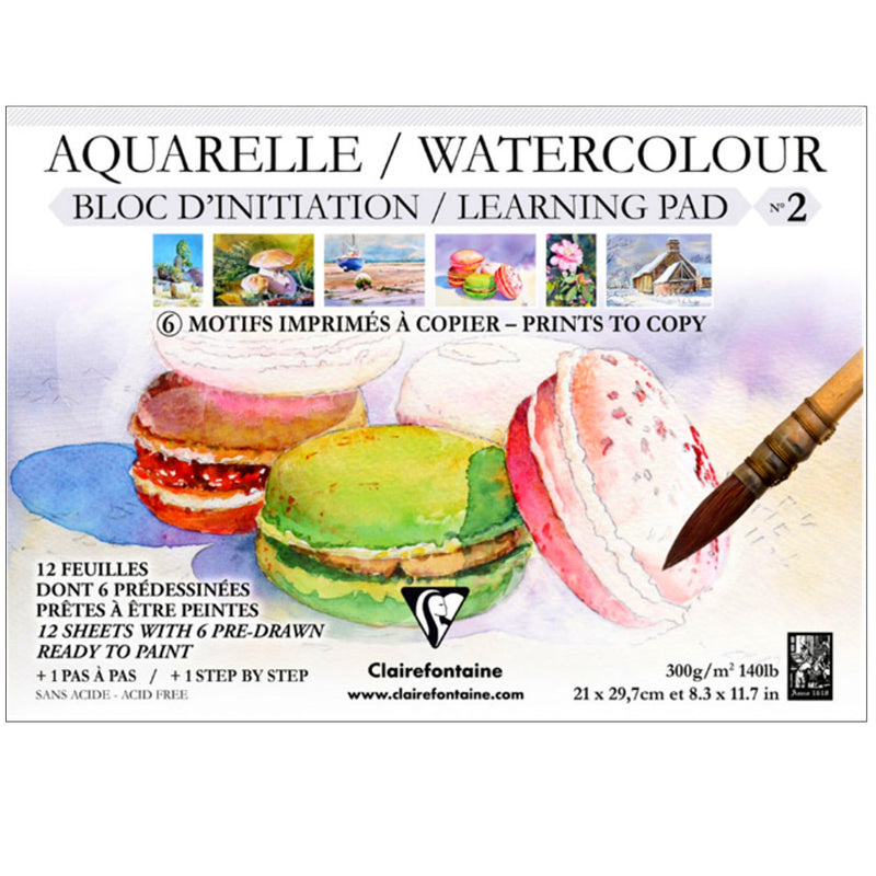 Clairefontaine Clairefontaine A4 Pre-Drawn Learning Watercolour Painting Colouring Pad 300gsm
