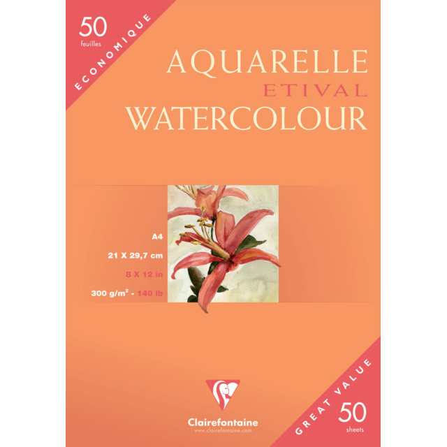 Clairefontaine Clairefontaine Etival Watercolour Paper 300gsm 50 Sheets A4