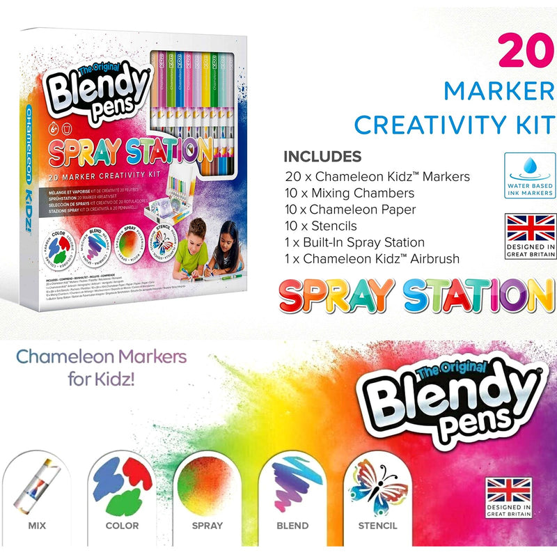 Chameleon Chameleon Kids Spray Station 20 Marker Pens Creativity Kit