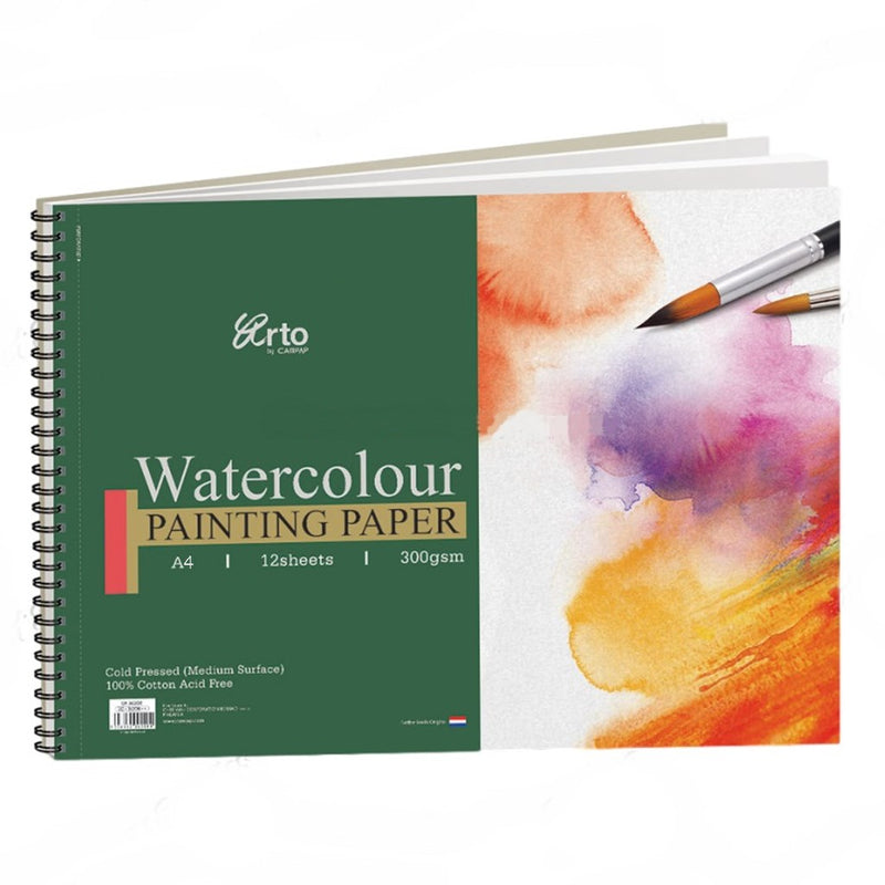 Arto Arto 100% Cotton Spiral Watercolour Paper Pad - A4 300gsm