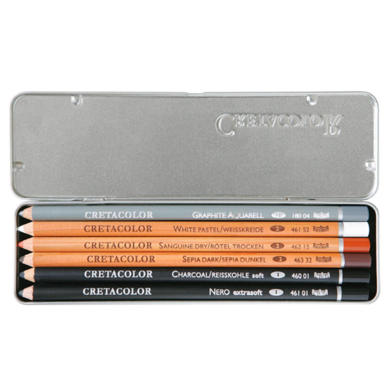 Cretacolor Cretacolor 6pk Artist Primo Basic Sketching Pencils Drawing Tin Set