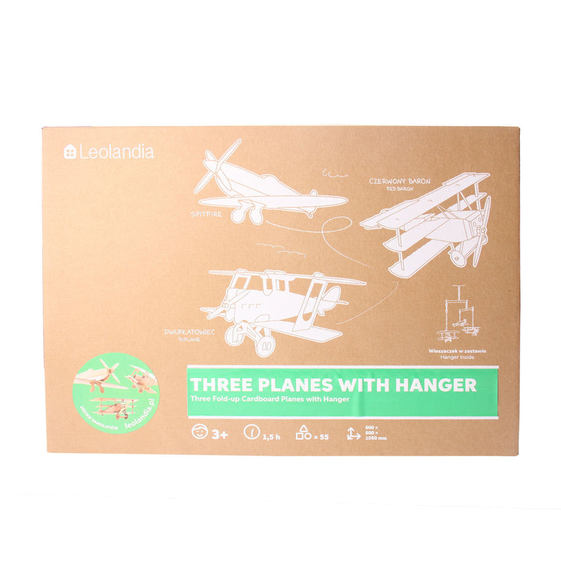 Leolandia Fold-up Cardboard 3 Planes with Hanger DIY 3D Model Building Kit