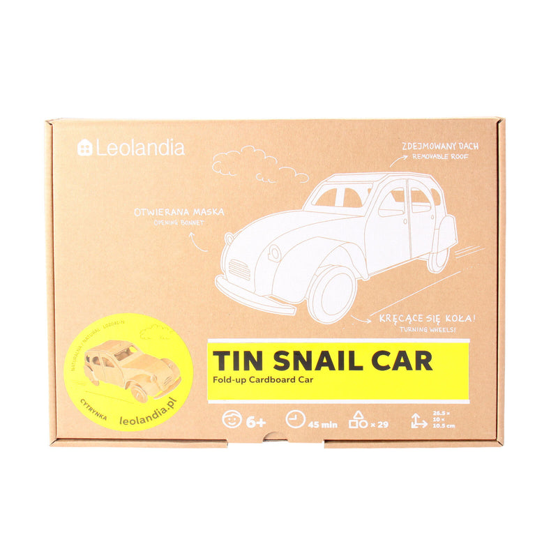 Leolandia Fold-up Cardboard Tin Snail Car - DIY 3D Model Building Kit