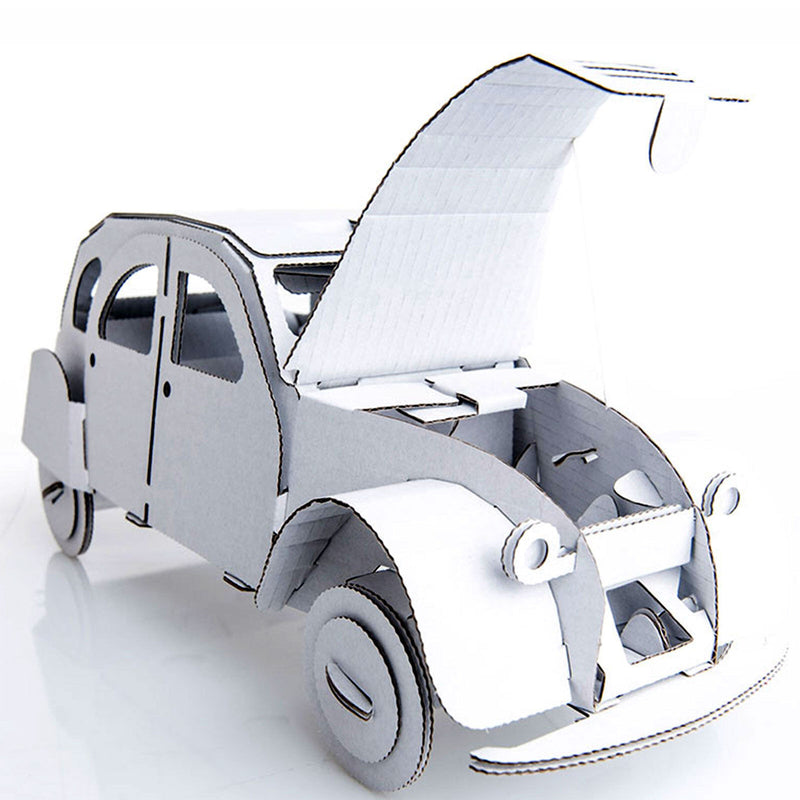Leolandia Fold-up Cardboard Tin Snail Car White - DIY 3D Model Building Kit