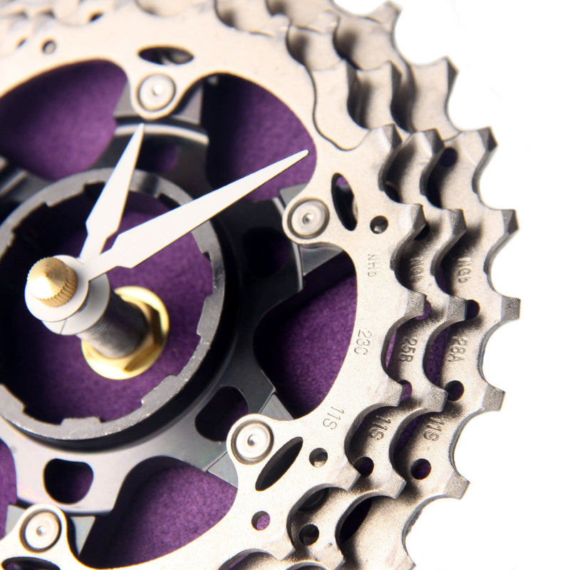 Handmade Clock - Purple Bicycle Cassette Gear Desk Clock Made from Recycled Parts