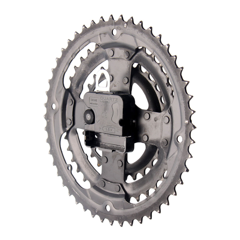 Handmade Clock - Black Bicycle Triple Gear Wall Clock Made from Recycled Parts