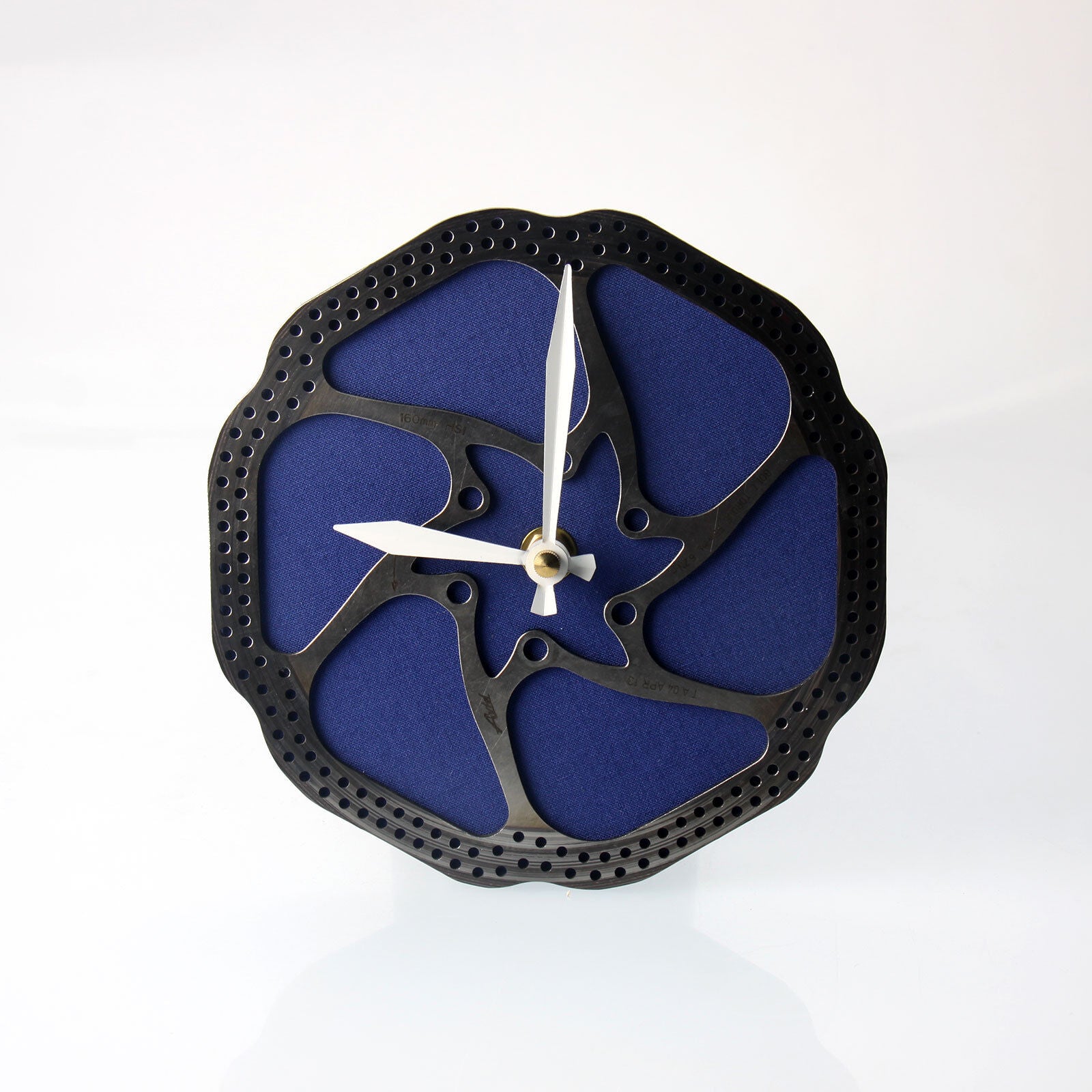 Handmade Clock - Blue Bicycle Disc Rotor Wall Clock - Made from Recycl